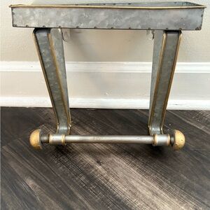 Industrial Metal Shelf with Gold Accents